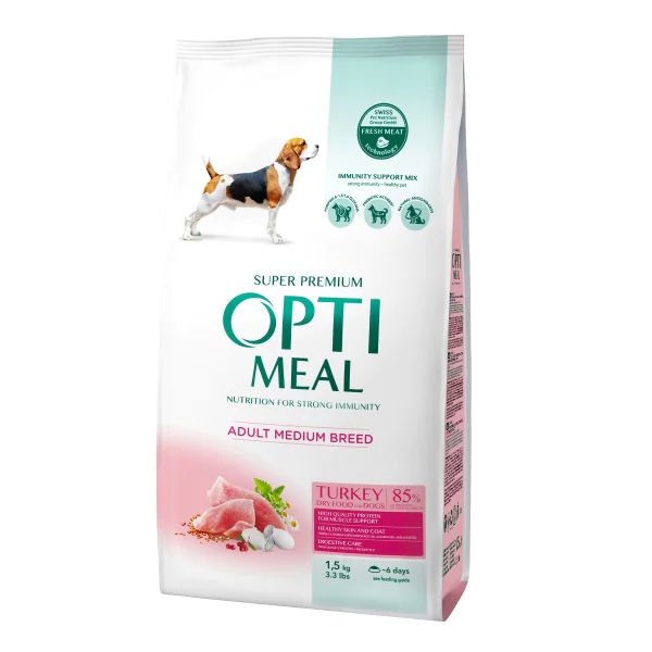 Optimeal Orta Irklar için Hindi Etli Yetişkin Köpek Maması 1.5 Kg