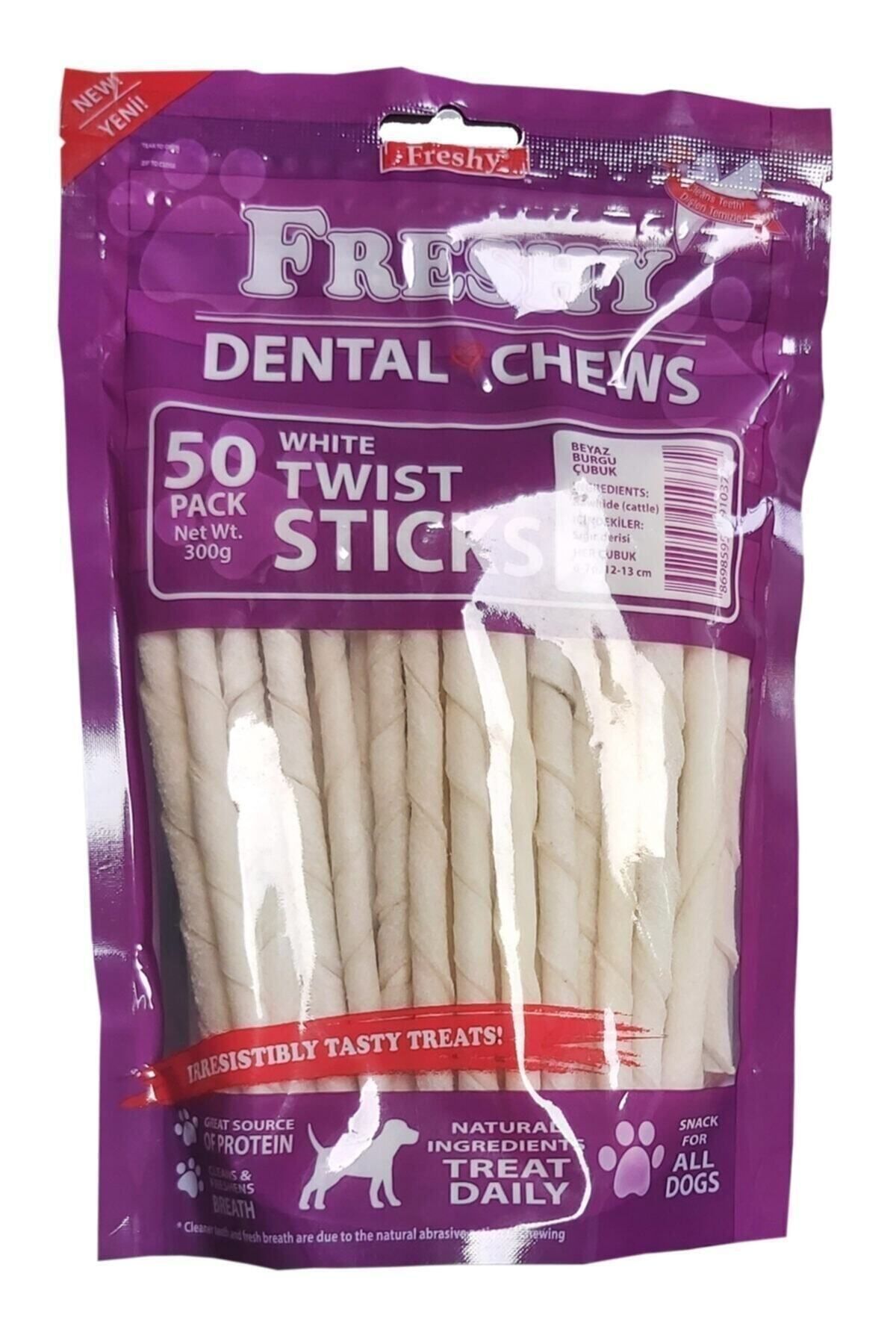 Freshy Dental Twists - Beyaz Burgu Çubuk - 50'li Paket - 300 gr