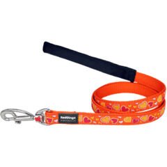 Red Dingo Breezy Love Desenli Köpek Uzatma Tasması Turuncu 20 Mm