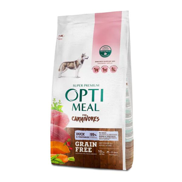 Optimeal Tahılsız Ördekli ve Sebzeli Tüm Irklar için Yetişkin Köpek Maması 10 Kg