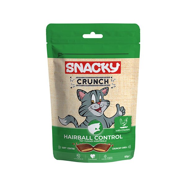 Snacky Crunch Hairball Control Tavuklu Tüy Yumağı Kontrolü Kedi Ödülü 60 Gr