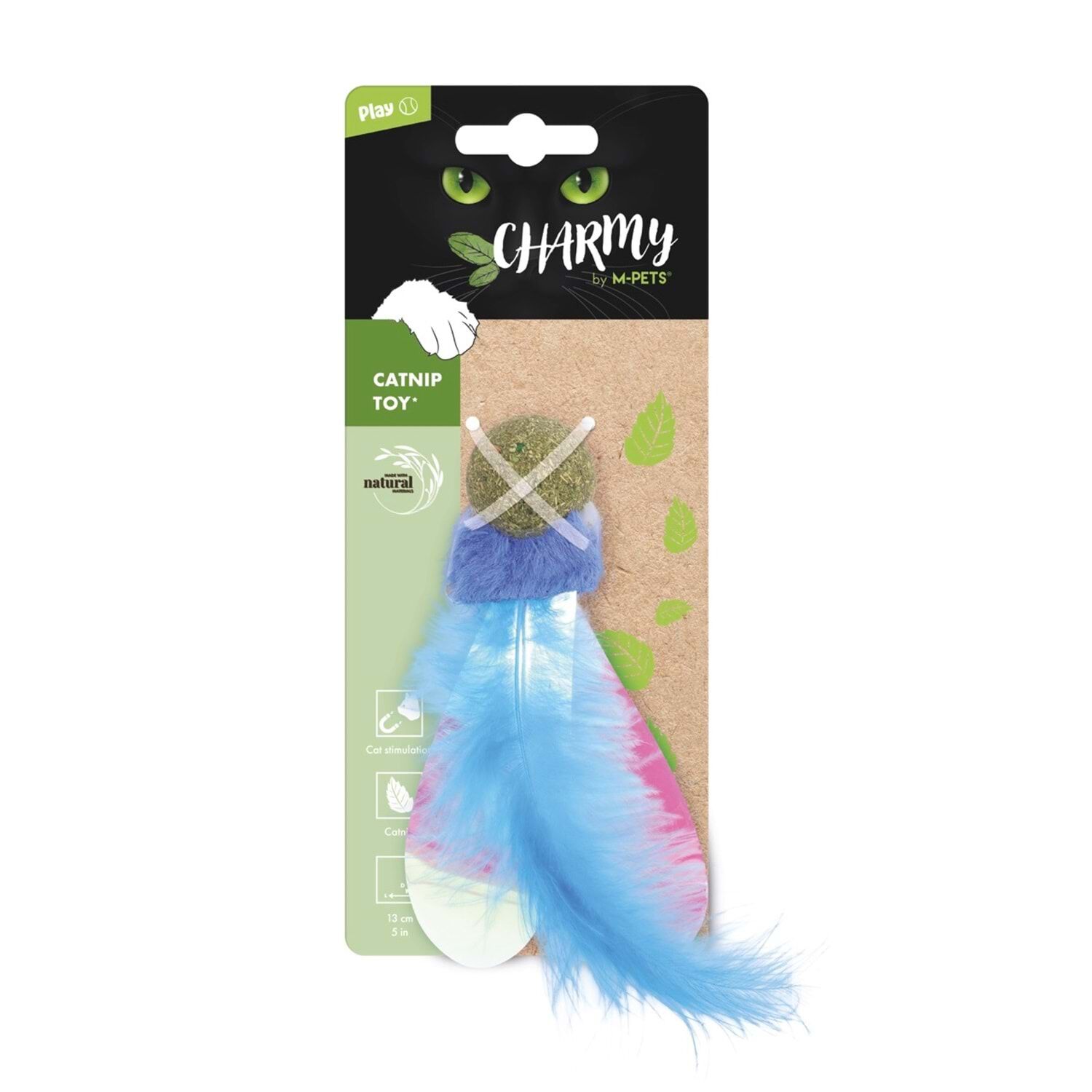 M-Pets Charmy Firefly Catnipli Tüylü Top Kedi Oyuncağı 13 Cm Mavi