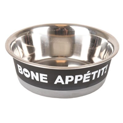 Flamingo Appetit Desenli Köpek Mama ve Su Kabı Siyah 900 Ml