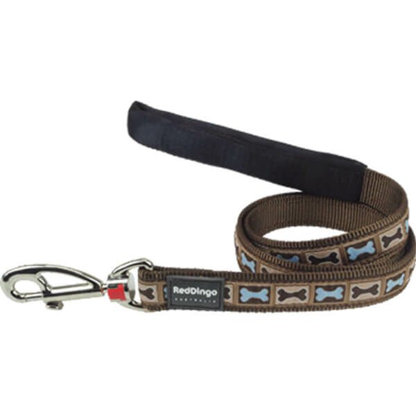 Red Dingo Length Bone Yard Desenli Köpek Uzatma Tasması Kahverengi 20 Mm