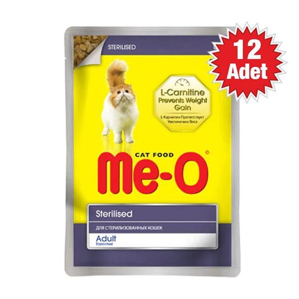 Meo Adult Sterilised Parça Etli Soslu Tavuklu Kısırlaştırılmış Konserve Kedi Maması 12x80 Gr