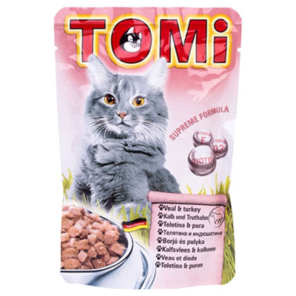 Tomi Dana Eti ve Hindili Pouch Yetişkin Konserve Kedi Maması 100 Gr