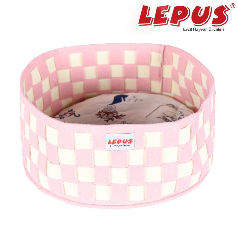 Lepus Örgü Köpek Yatağı Pembe 40x17h cm
