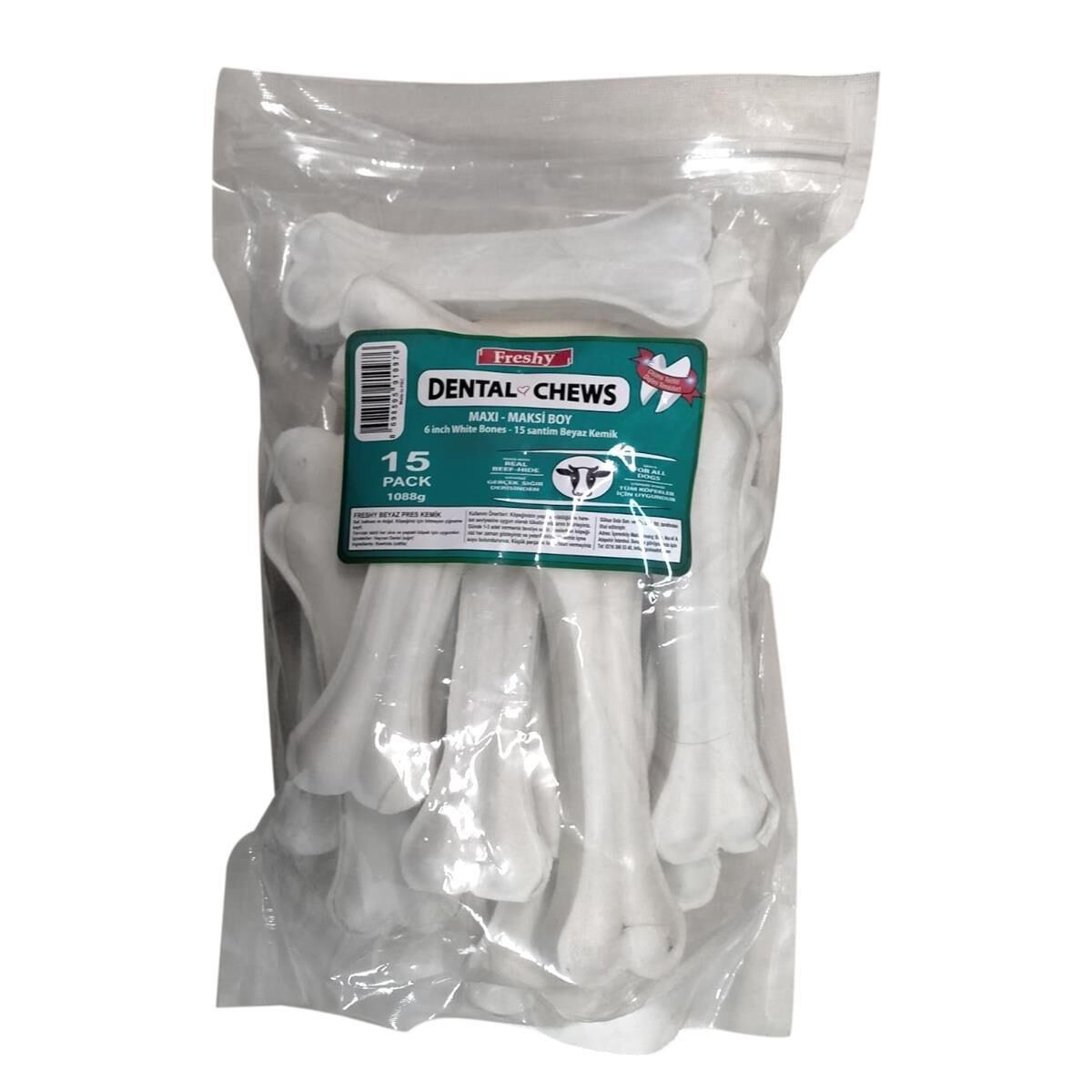 Freshy Köpekler İçin Beyaz Dental Kemik 15 cm 15 Adet