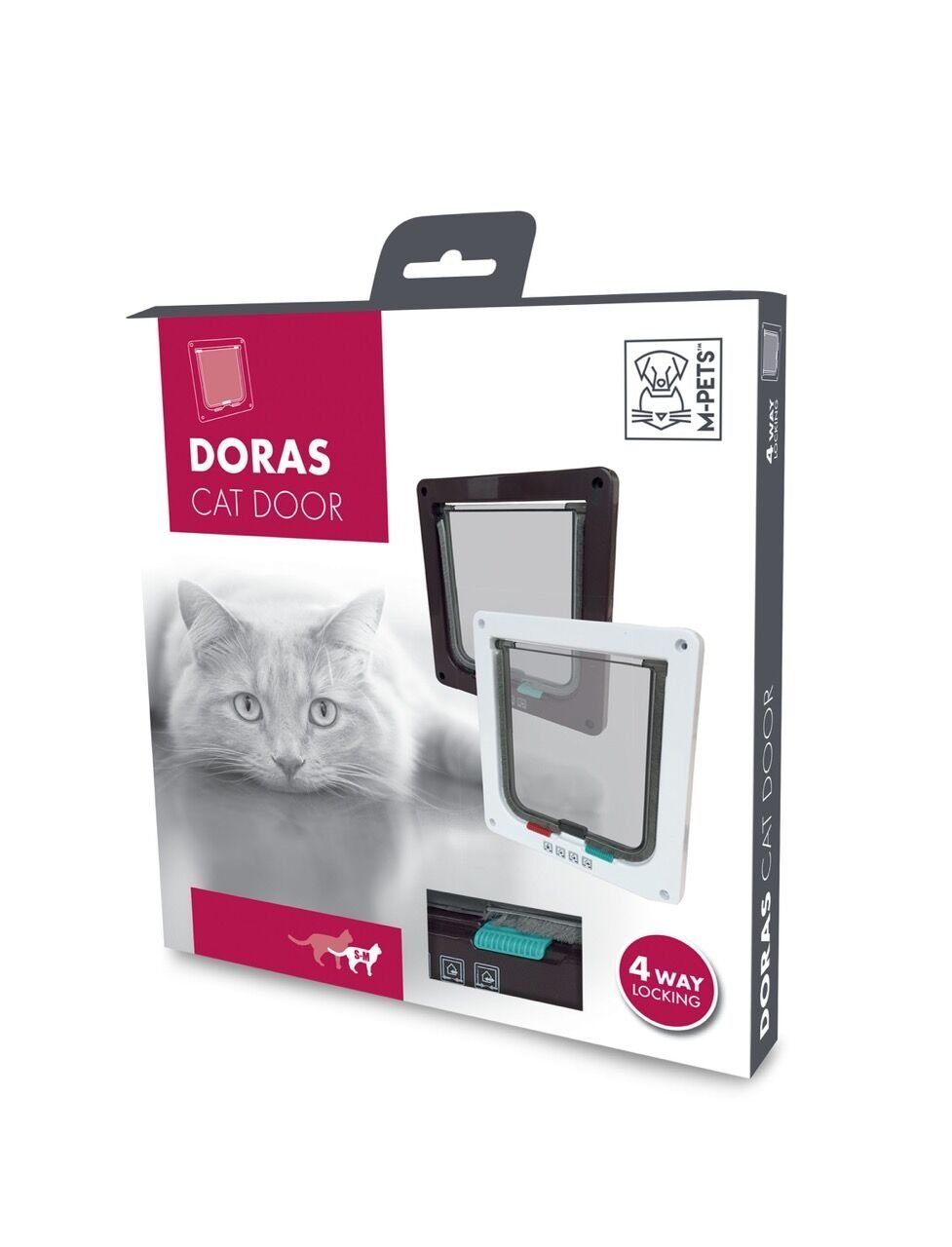 M-Pets Doras Kedi Kapısı 4 Yönlü Kahverengi 19.7x19 Cm