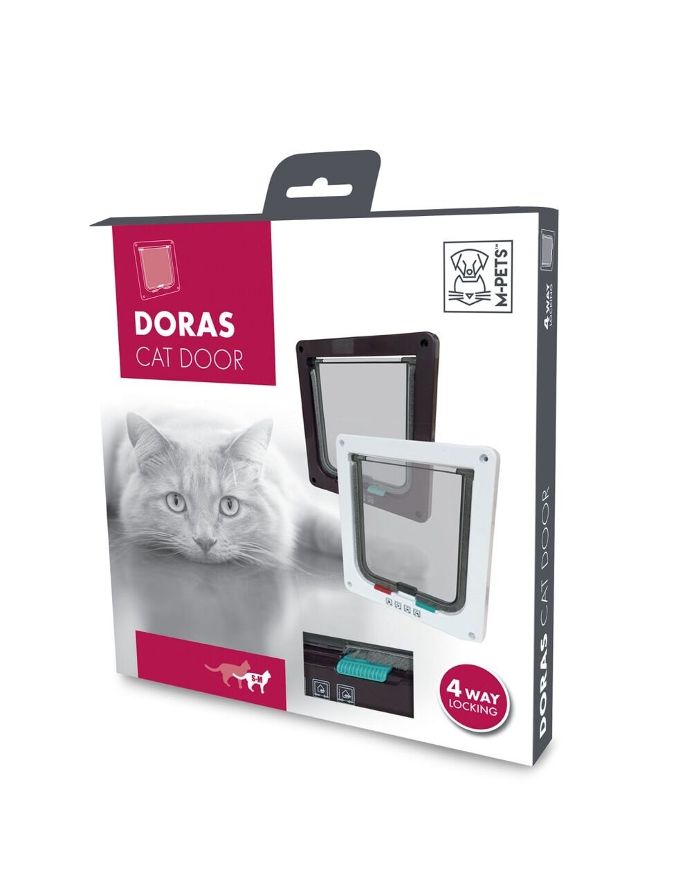 M-Pets Doras Kedi Kapısı 4 Yönlü Kahverengi 19.7x19 Cm