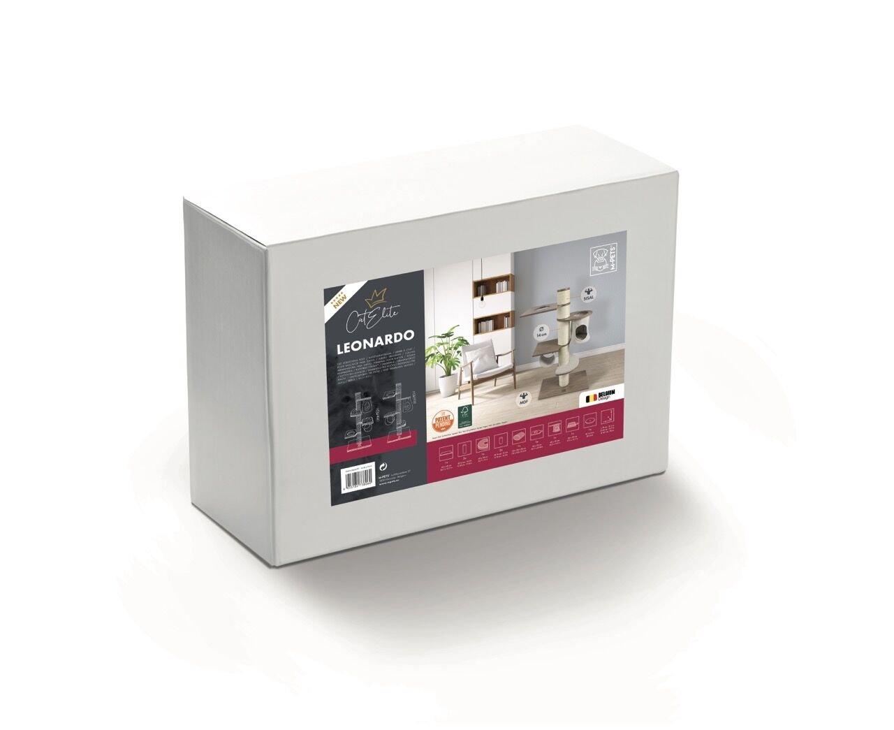 M-Pets Catelite Leonardo Kule Kedi Tırmalama Tahtası krem/Kahverengi 68x40x127 Cm