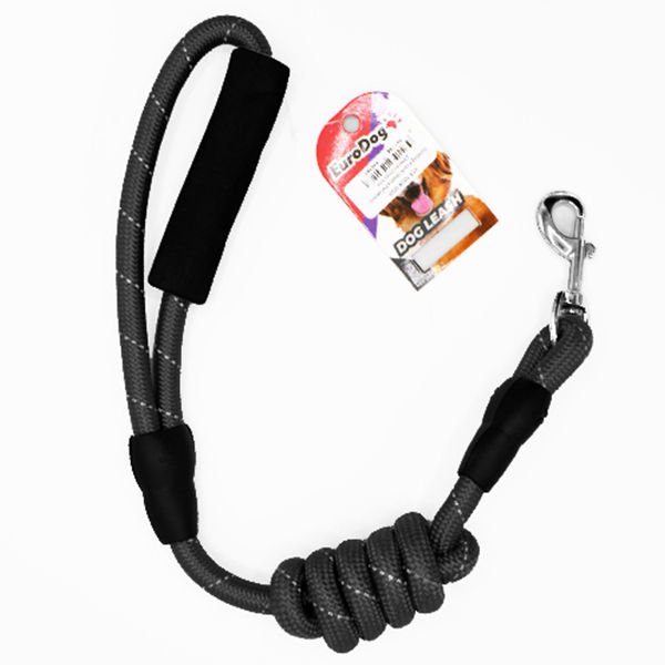 Euro Dog Köpek Uzatma Tasması Reflektörlü Siyah 14 Mm 120 Cm