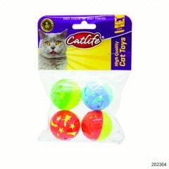 Catlife Zilli Top Plastik Kedi Oyuncağı 4 Cm 4 Adet Renkli