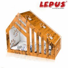 Lepus Luxury Villa Kedi ve Küçük Köpek Yuvası Hardal 36x62x75 Cm