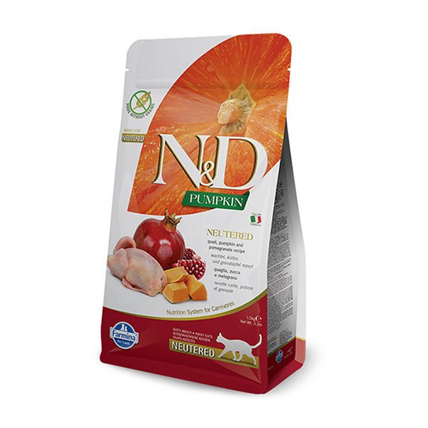 N&D Pumpkin Balkabaklı Bıldırcın ve Narlı Kısırlaştırılmış Kedi Maması 1.5 Kg