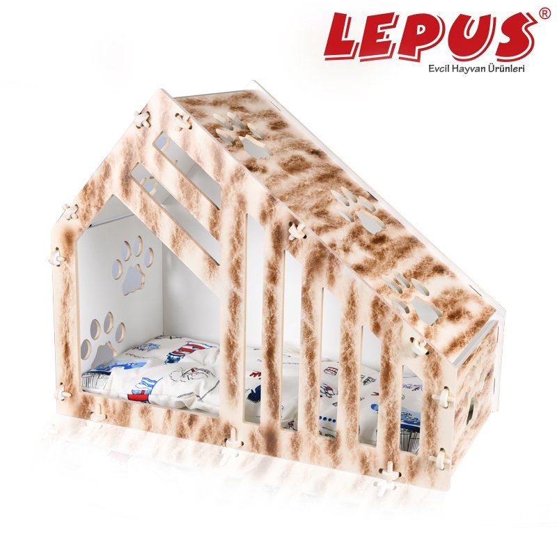 Lepus Luxury Villa Kedi ve Küçük Köpek Yuvası Krem 36x62x75 Cm