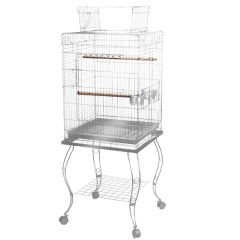 Qh Pet Cage Sehpalı Papağan Kafesi Krom 51x51x129 Cm