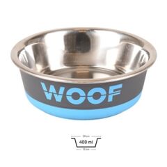 Flamingo Woof Kedi ve Köpek Mama Kabı Gri/Mavi 400 Ml