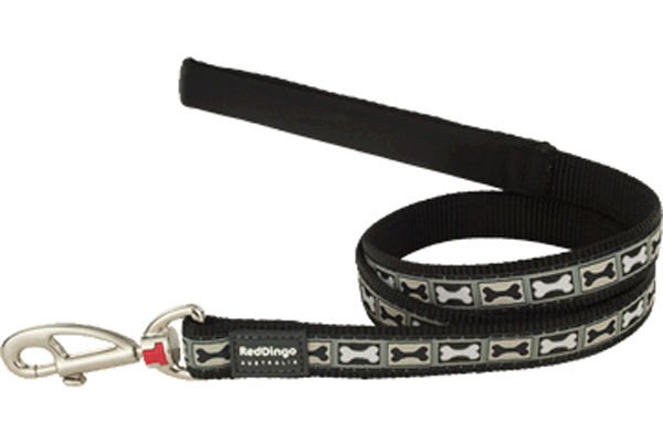 Red Dingo Length Bone Yard Desenli Köpek Uzatma Tasması Siyah 15 Mm
