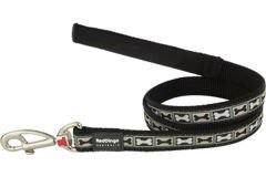 Red Dingo Length Bone Yard Desenli Köpek Uzatma Tasması Siyah 15 Mm