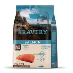 Bravery Orta ve Büyük Irk Somonlu Tahılsız Yavru Köpek Maması 4 Kg