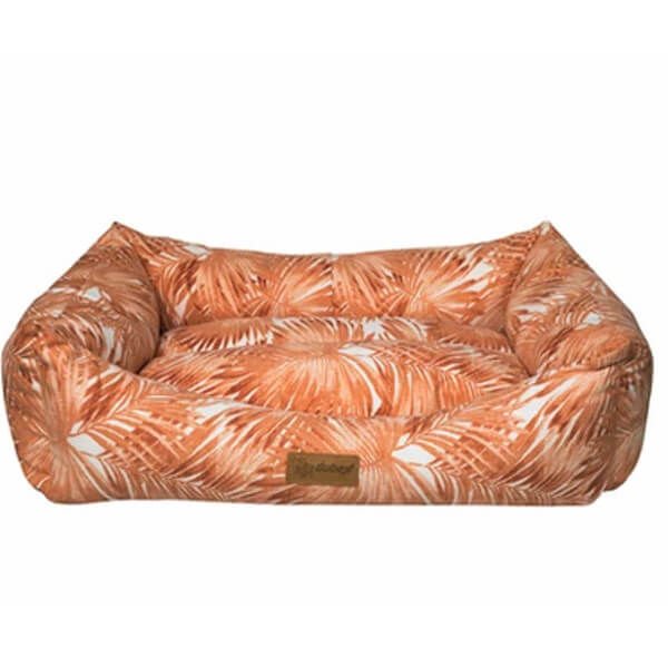 Dubex Makaron Dikdörtgen Köpek Yatağı Turuncu Yapraklı Medium 62x44x22 Cm