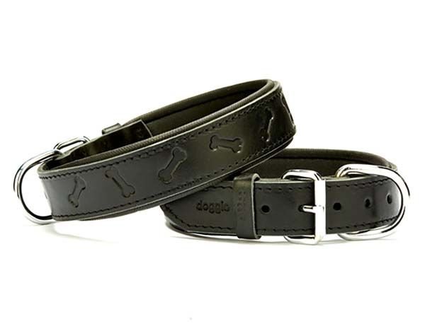 Doggie Comfort Deri Kemik Desenli Köpek Boyun Tasması Medium Siyah 3.5x47-55 Cm