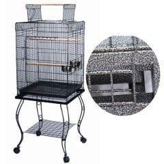 Qh Pet Cage Açılır Çatılı Sehpalı Papağan Kafesi Siyah 51x51x129 Cm