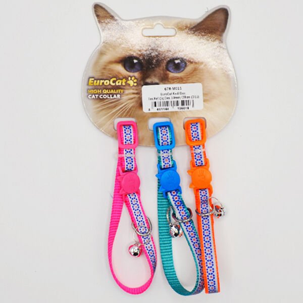 Eurocat Reflektörlü Desenli Kedi Boyun Tasması 3 Adet 10 Mm 28 Cm