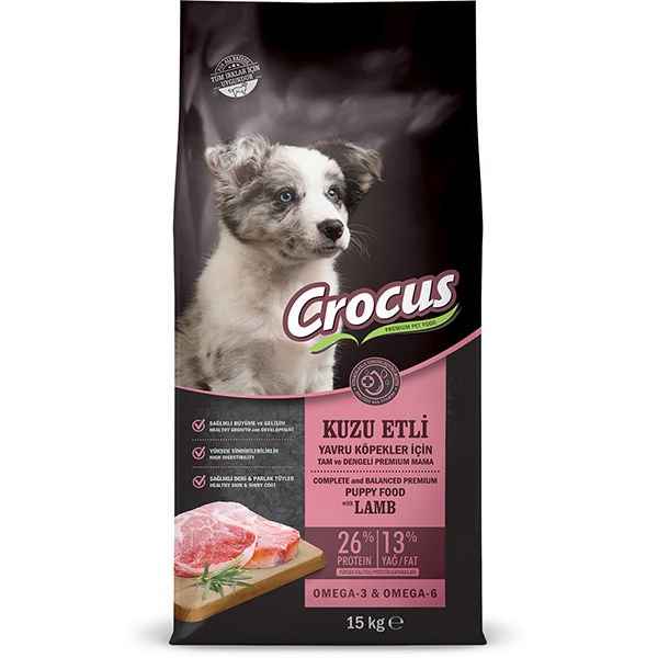 Crocus Puppy Kuzulu ve Pirinçli Yavru Köpek Maması 15 Kg