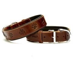 Doggie Comfort Deri Pati Desenli Köpek Boyun Tasması Medium Kahverengi 3.5x47-55 Cm