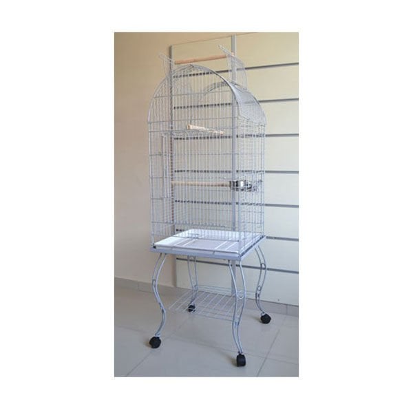Qh Pet Cage Üstten Açılır Sehpalı Papağan Kafesi Beyaz 51x51x152 Cm
