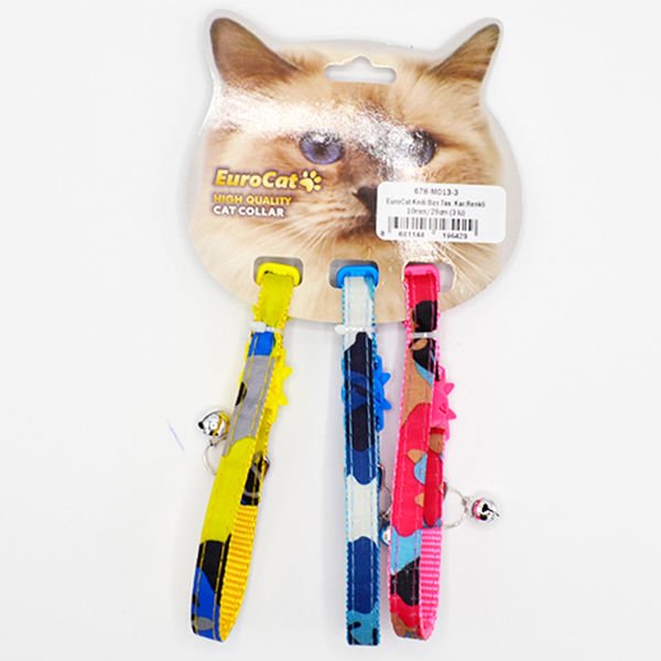 Eurocat Damga Desenli Kedi Boyun Tasması Kamuflaj 3 Adet 10 Mm 28 Cm