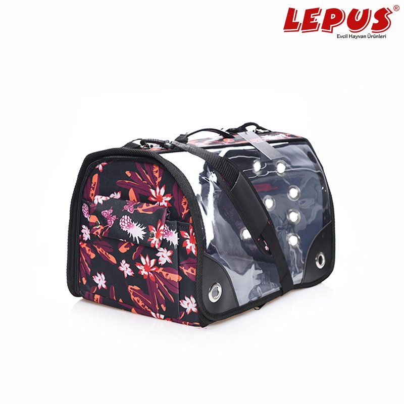 Lepus Şeffaf Fly Bag Çiçek Siyah M 25x40x25h cm