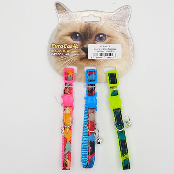 Eurocat Dalga Desenli Kedi Boyun Tasması 3 Adet 10 Mm 28 Cm