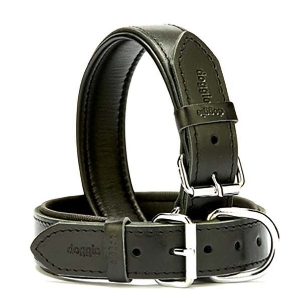 Doggie Fırstclass Köpek Deri Boyun Tasması Medium Siyah 3,5x47-55 Cm