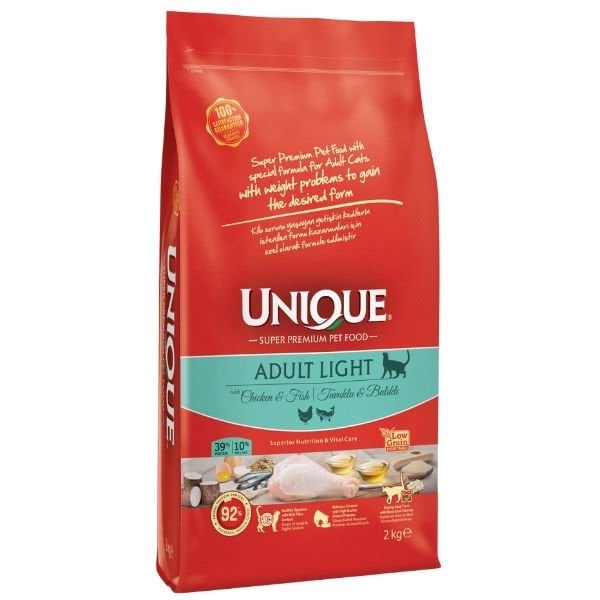 Unique Light Tavuklu ve Balıklı Düşük Tahıllı Yetişkin Kedi Maması 2 Kg