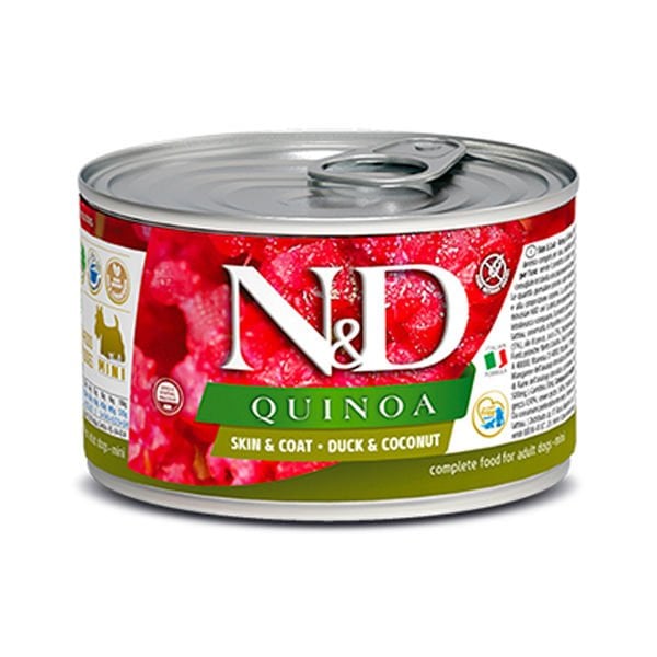 N&D Quinoa Skin Ördek ve Hindistan Cevizli Konserve Köpek Maması 140 Gr