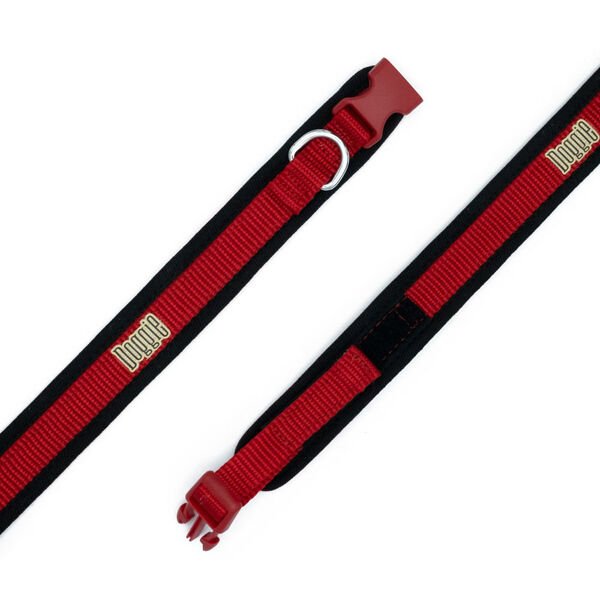 Doggie Havalı Dokuma Köpek Boyun Tasması Medium Kırmızı 1.5x30-40 Cm