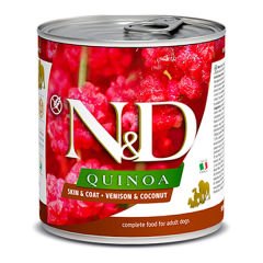N&D Quinoa Skin Geyik ve Hindistan Cevizli Konserve Köpek Maması 285 Gr