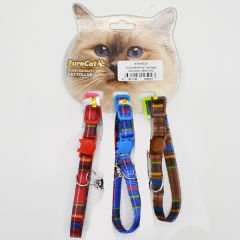 Eurocat Ekose Desenli Kedi Boyun Tasması 3 Adet 10 Mm 28 Cm