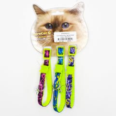 Eurocat Desenli Kedi Boyun Tasması Yeşil 3 Adet 10 Mm 28 Cm