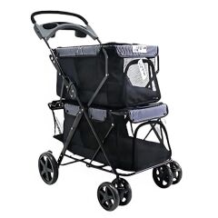 Zampa Twins Kedi ve Köpek Arabası Siyah 51x85x100 Cm