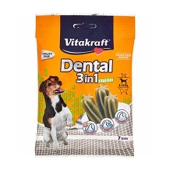 Vitakraft Dental 3in1 Diş Sağlığı İçin Naneli Köpek Ödül Maması 7x120 Gr