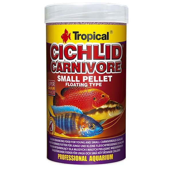 Tropical Cichlid Carnıvore Pellet Etobur Cichlid Balıkları için Renklendirici Balık Yemi Small 1000 Ml 360 Gr