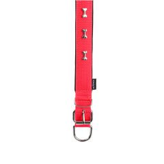 Actirex Neon Kemik Desenli Köpek Boyun Tasması Kırmızı Large 3x47-55 Cm