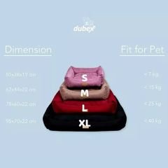 Dubex Dondurma Dikdörtgen Köpek ve Kedi Yatağı Gri/Pembe Medium 62x44x22 Cm