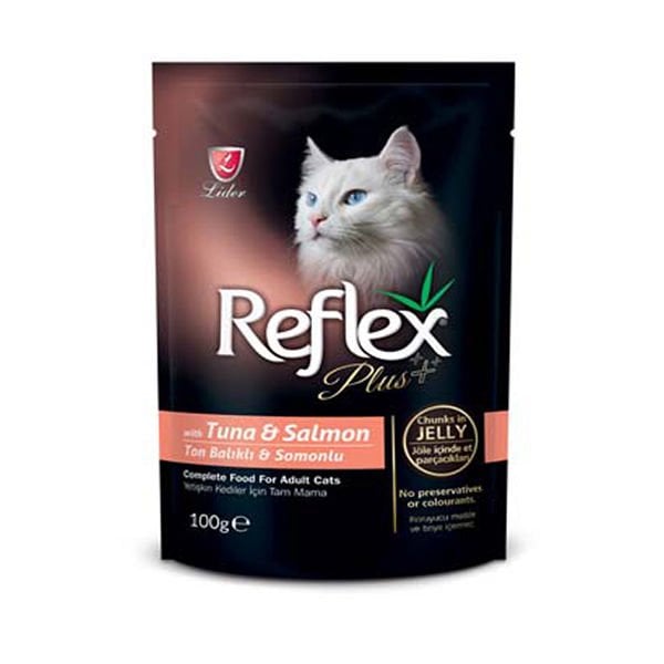 Reflex Plus Tuna Balıklı ve Somonlu Yetişkin Konserve Kedi Maması 100 Gr
