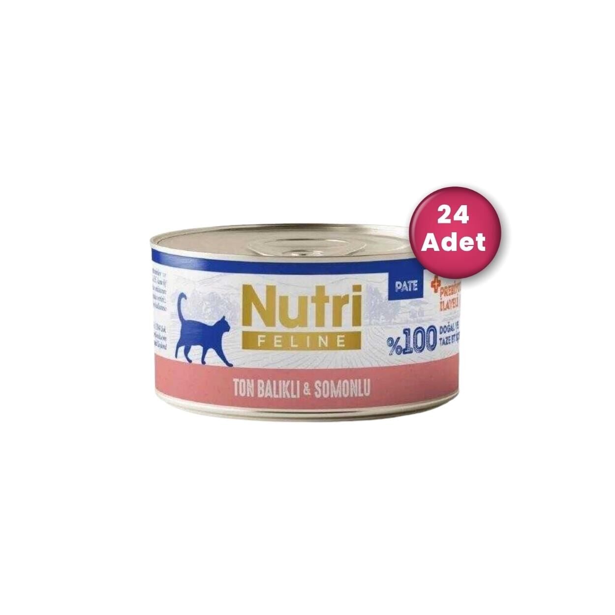 Nutri Feline Ton Balıklı ve Somonlu Tahılsız Yetişkin Kedi Konservesi 70 gr X 24 Adet