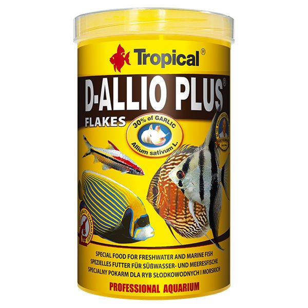 Tropical D-Allio Plus Flake Discus Balıklar için Sarımsaklı Pul Balık Yemi 1000 Ml 200 Gr